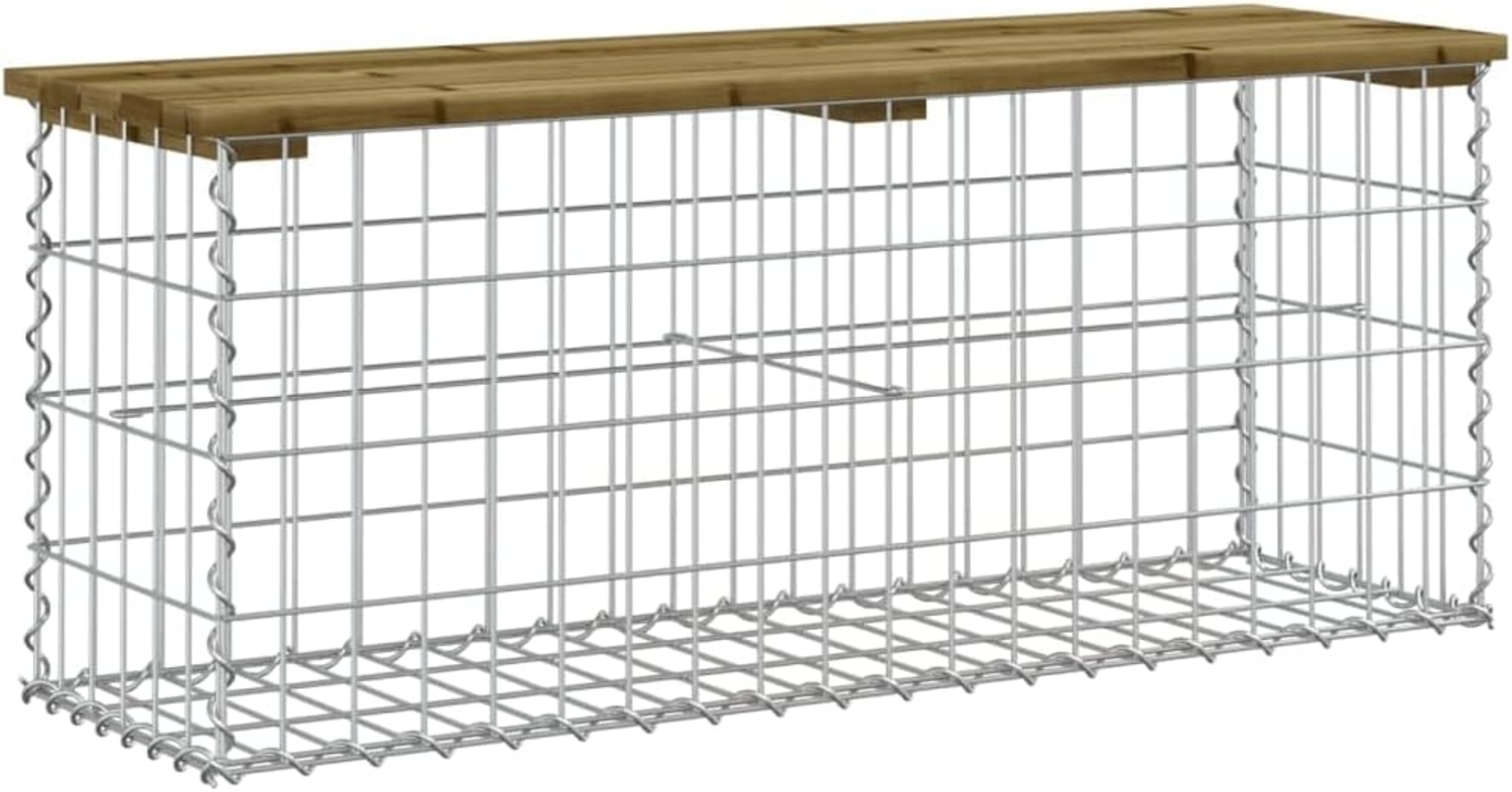 DELUKE® Gartenbank Gabionen BIKS aus Stahl 103x31,5x42cm Kiefernholz Braun Gabionenbank Gartentisch aus Gabionen Steinkorb Gabionengitter Ziergabione Drahtkorb befüllbar Bild 1