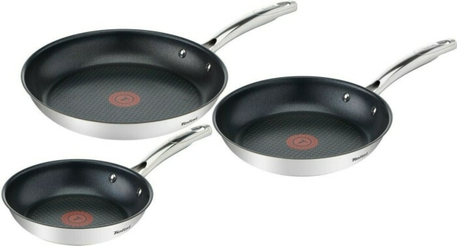 Tefal Duetto Topf-Set, 3 Stücke, Edelstahl silber, Ø 20 cm, Ø 24 cm, Ø 28 cm Bild 1