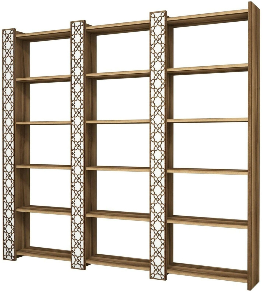 Dmora Bücherregal Vele, Büroregal, Mobiler Buchhalter, Bücherbrett, 185x24h170 cm, Walnuss und Weiß Bild 1