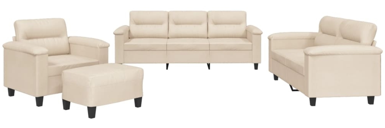 vidaXL 4-tlg. Sofagarnitur mit Kissen Beige Mikrofasergewebe 3202301 Bild 1