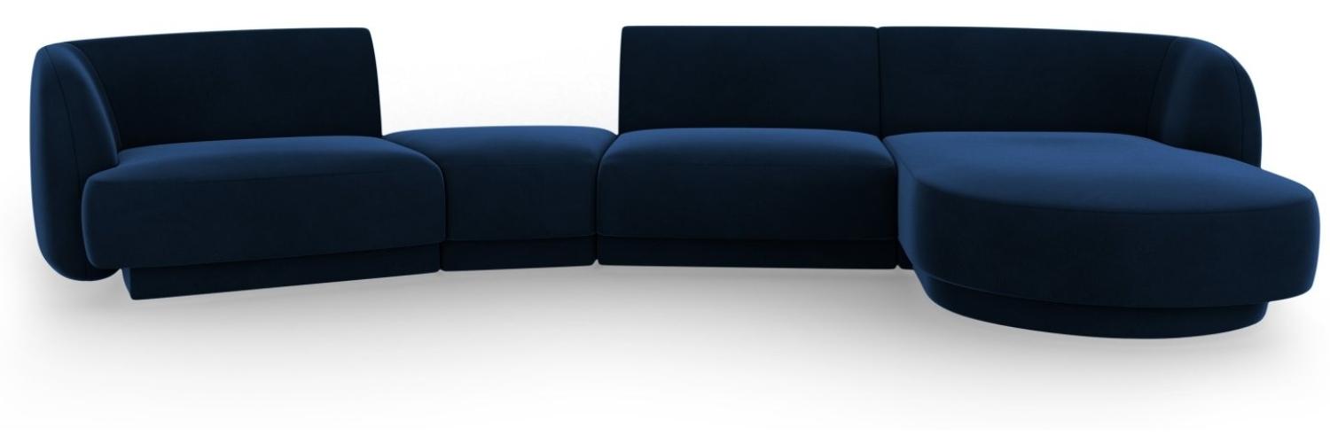 Micadoni Modulares Sofa Miley mit Recamiere 4-Sitzer Rechts Samtstoff Königsblau Bild 1