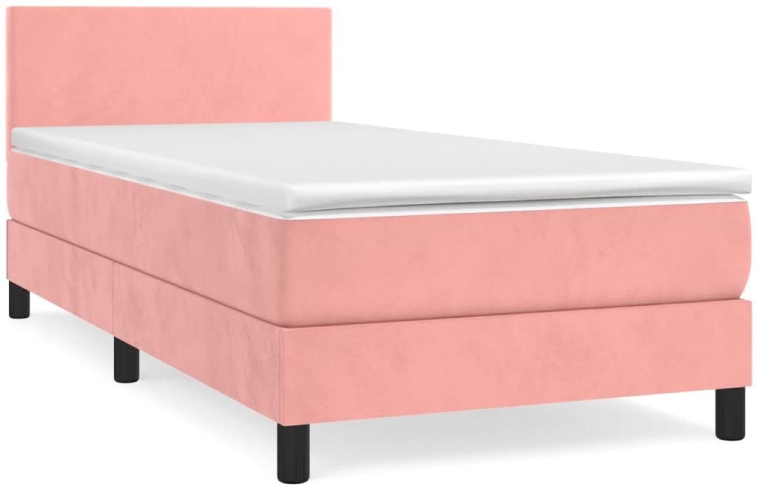 vidaXL Boxspringbett mit Matratze Rosa 80x200 cm Samt 3141154 Bild 1