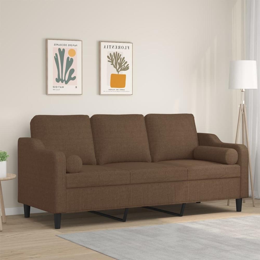 vidaXL 3-Sitzer-Sofa mit Zierkissen Braun 180 cm Stoff 3200856 Bild 1