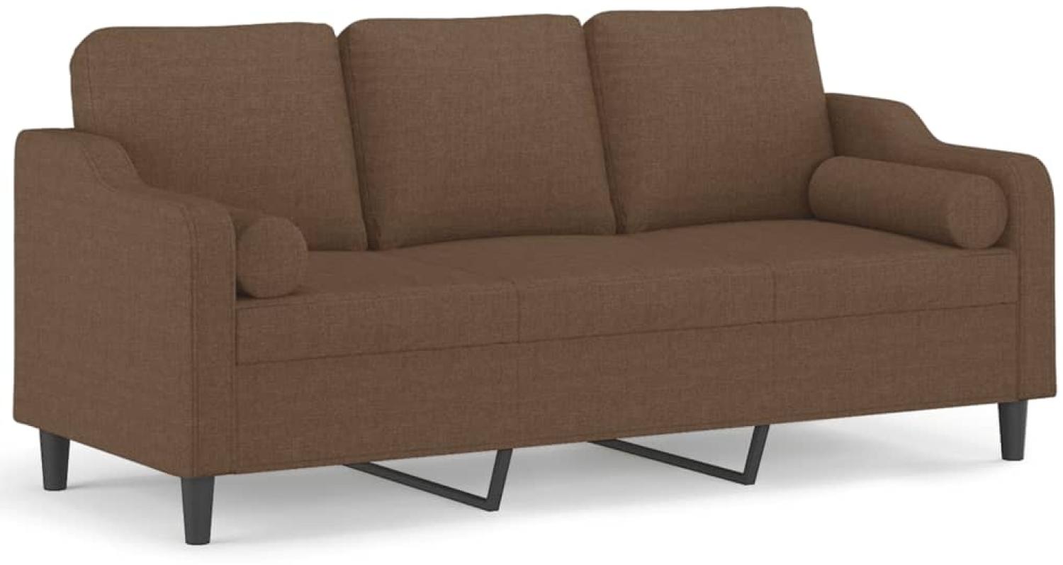 vidaXL 3-Sitzer-Sofa mit Zierkissen Braun 180 cm Stoff 3200856 Bild 1