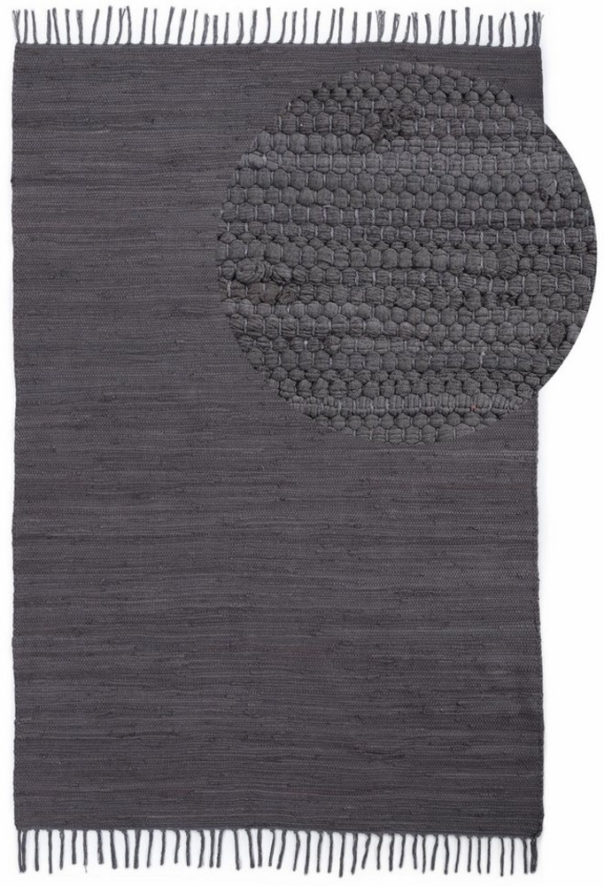 carpetfine Teppich Kelim Chindi uni, rechteckig, Höhe: 5 mm, Wendeteppich, reine Baumwolle, handgewebt, Uni-Farben, mit Fransen Bild 1