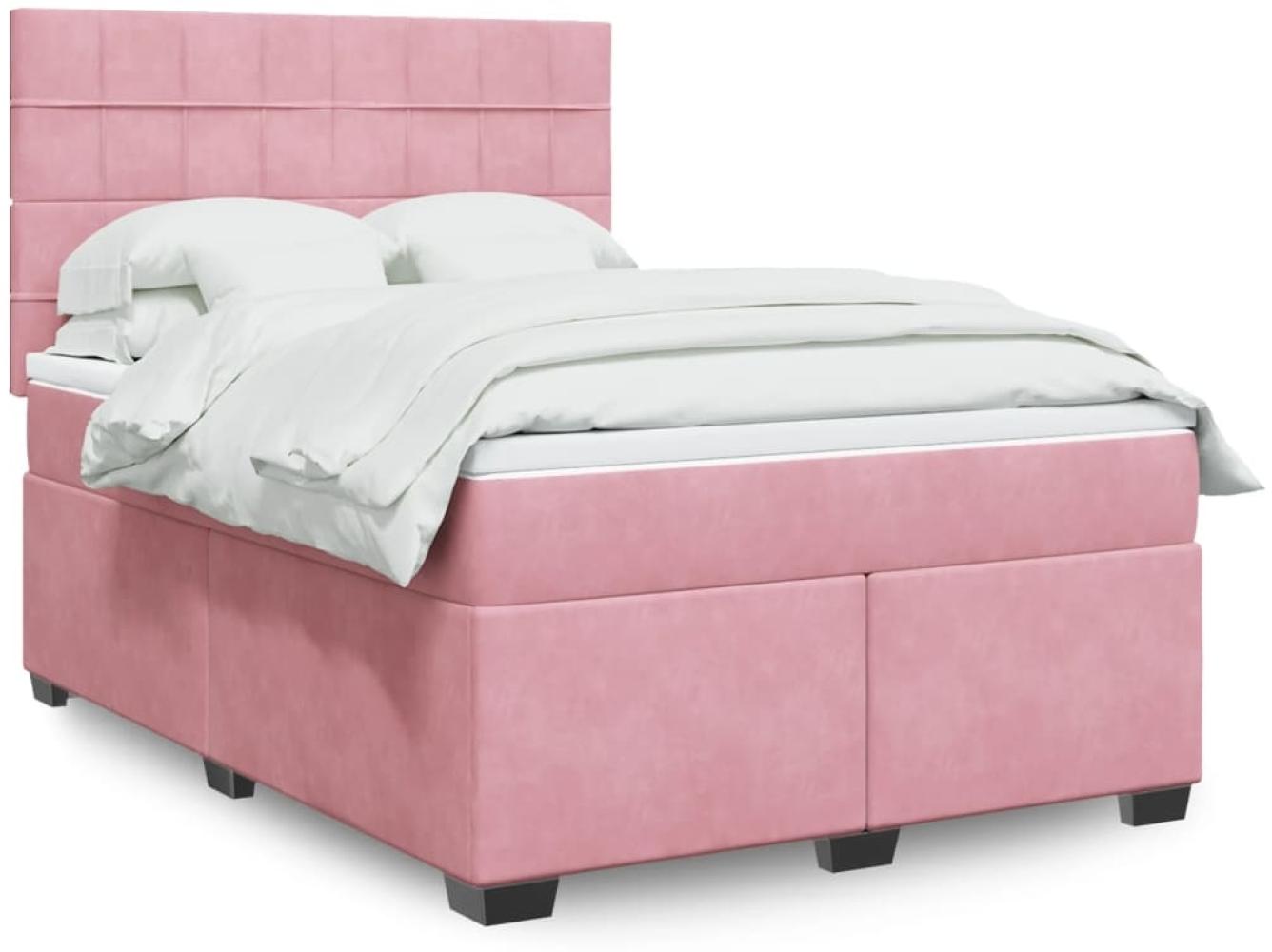 vidaXL Boxspringbett mit Matratze Rosa 160x200 cm Samt 3290959 Bild 1