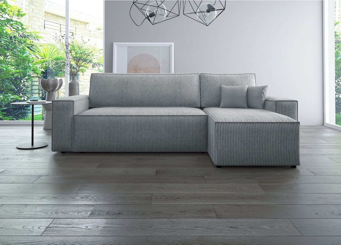 Luxusbetten24 Ecksofa Lazy, 244 cm breit, Cordstoff mit Schlaffunktion und Stauraum Bild 1