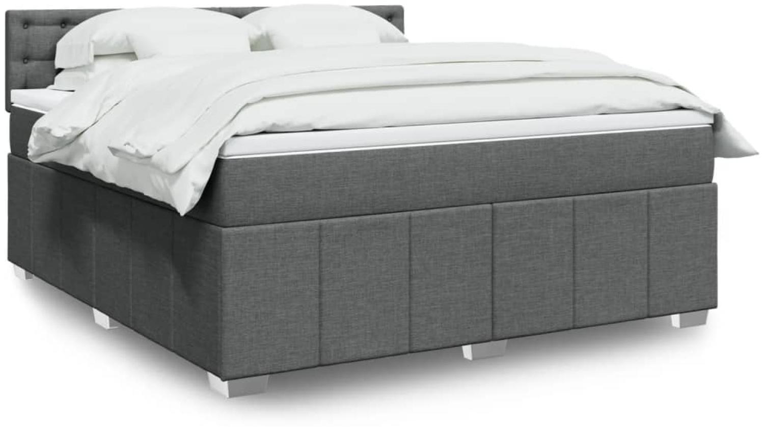 vidaXL Boxspringbett mit Matratze Dunkelgrau 180x200 cm Stoff 3287162 Bild 1