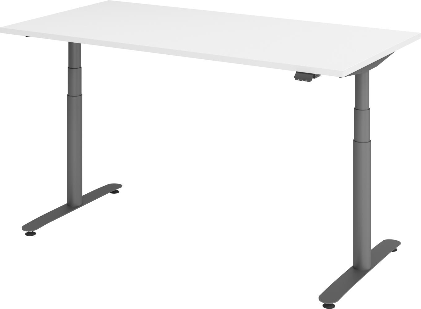 bümö® smarter Schreibtisch Serie-XDLR elektrisch höhenverstellbar mit App-Steuerung 160 x 80 cm in Weiß / Graphit Bild 1