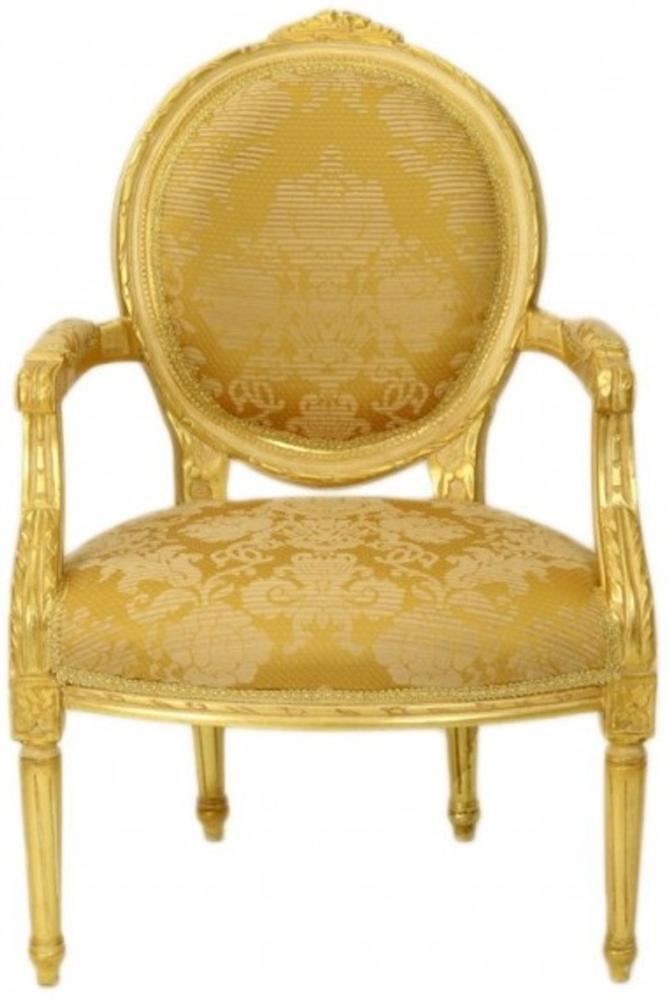 Casa Padrino Barock Medaillon Salon Stuhl Gold Muster / Gold Mod2 - Möbel Antik Stil Bild 1