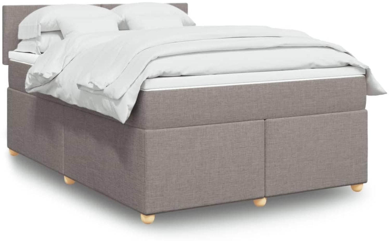 vidaXL Boxspringbett mit Matratze Taupe 160x200 cm Stoff 3289028 Bild 1