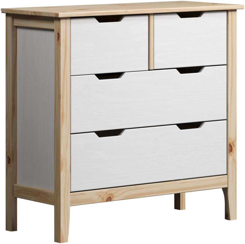 Schubkastenkommode >Latera< (BxHxT: 78x79x39 cm) in Weiß / Natur Bild 1