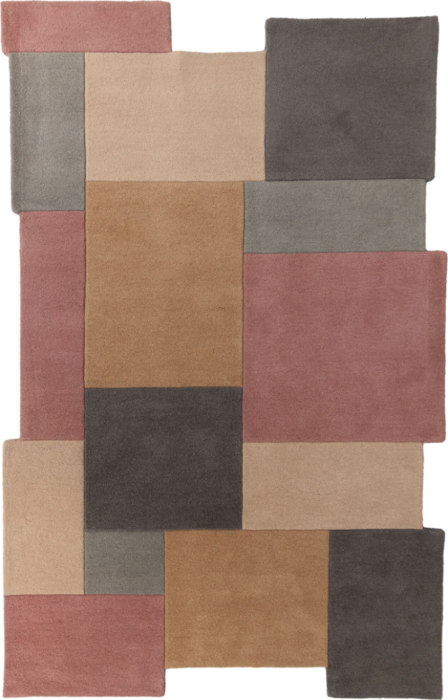 Kadima Design Handgetufteter Wollteppich "Thames Eva" - Geometrisch & Modern. Farbe: Grau-Rosa, 150x240 cm Bild 1