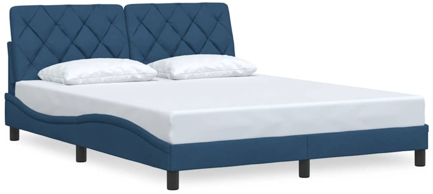 vidaXL Bettgestell ohne Matratze Blau 160x200 cm Stoff 3310614 Bild 1