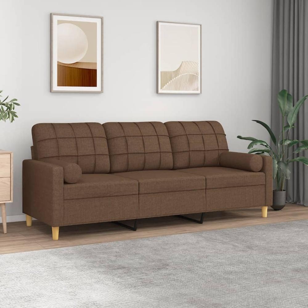 vidaXL 3-Sitzer-Sofa mit Zierkissen Braun 180 cm Stoff 3200793 Bild 1