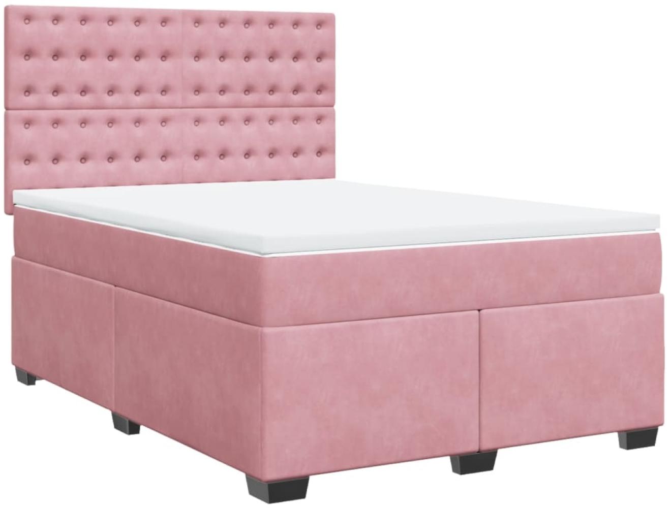 vidaXL Boxspringbett mit Matratze Rosa 140x190 cm Samt 3290923 Bild 1
