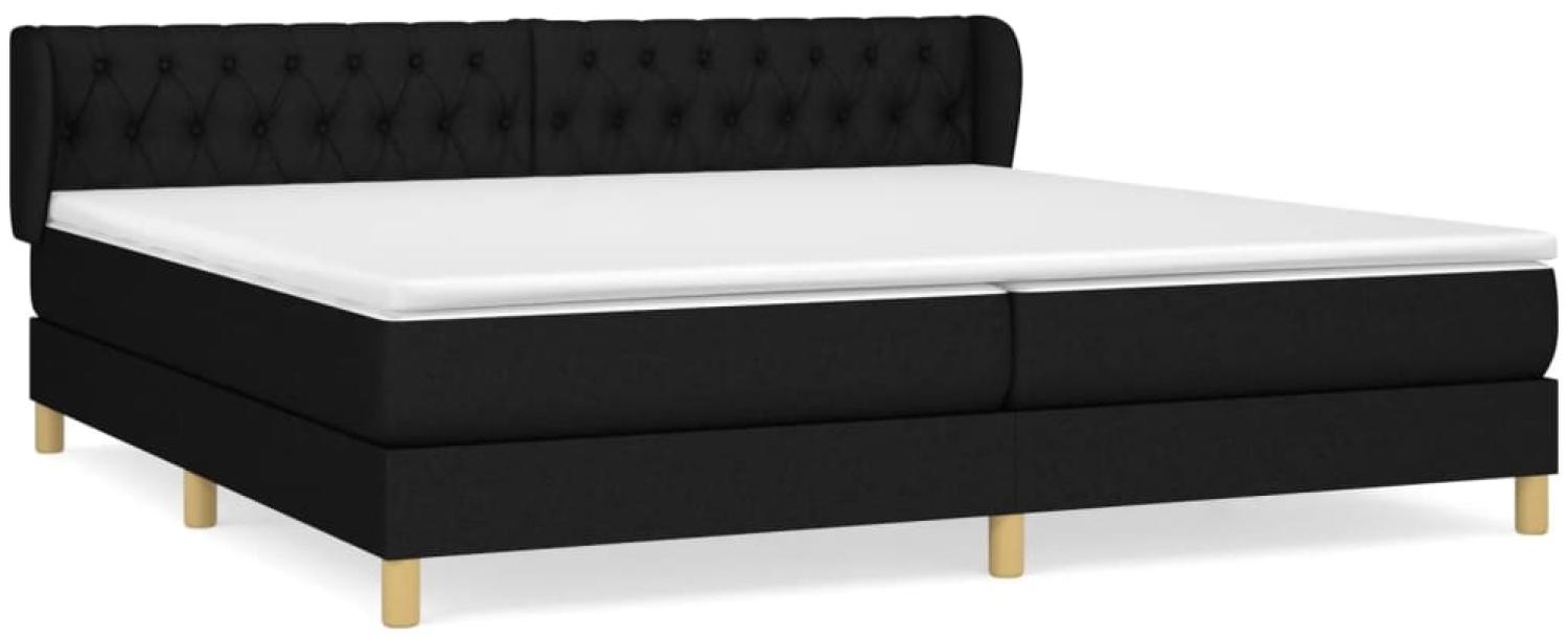 Doppelbett, Polsterbett mit Matratze Stoff Schwarz 200x200 cm, Härtegrad: H2 [3127071] Bild 1