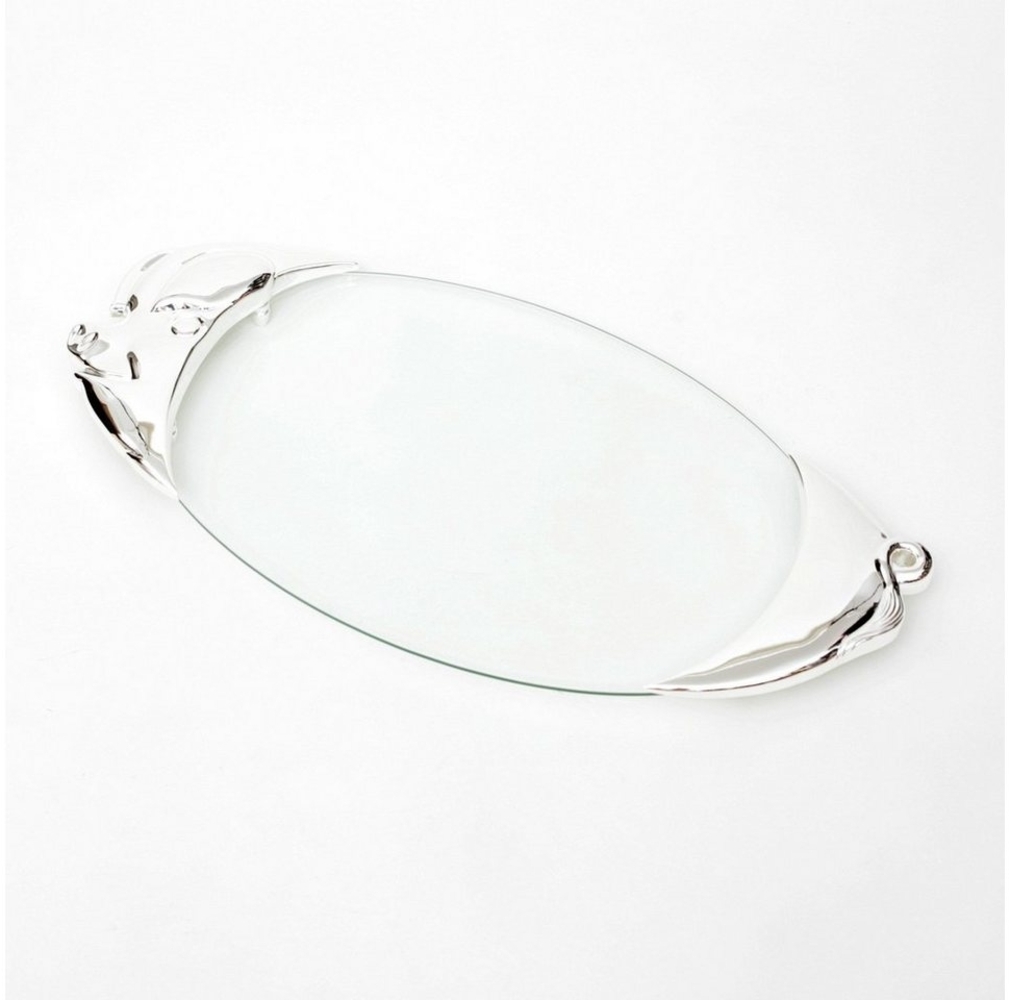 Brillibrum Servierplatte Servierplatte Glas Schweineplatte Versilbert Tablett Schwein Bild 1