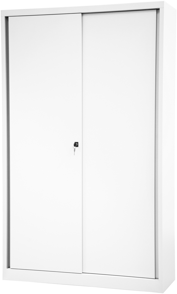 BISLEY ECO Schiebetürenschrank aus Metall abschließbar 5 OH in verkehrsweiß Aktenschrank Werkzeugschrank Schrank mit Schiebetüren, SD12194S-696 Bild 1