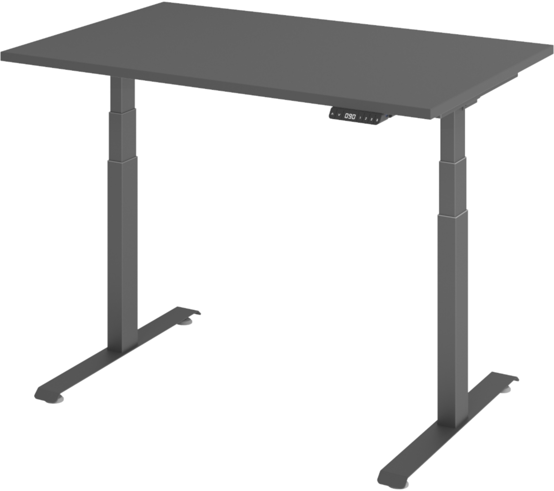 bümö höhenverstellbarer Schreibtisch 120x80 cm in graphit, Gestell graphit - Höhenverstellbar Elektrisch Stehpult mit 3-fach Speicher, Computertisch, Ergonomischer Steh-Sitz Tisch, Bürotisch, LXK65-12-G-G Bild 1