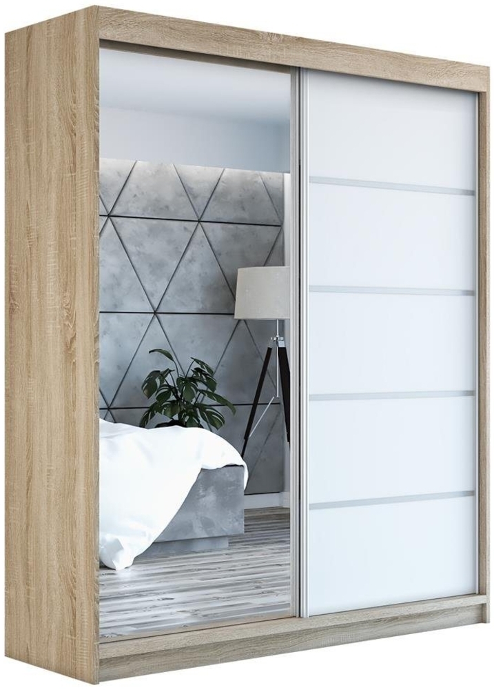 A&J MöbelLand GmbH Schiebetürenschrank BERLIX,2-türig Schrank mit Spiegel (TOP ANGEBOT! Geräumiger Schrank mit einer Breite von 180 cm und Spiegel, ideal zur Aufbewahrung von Kleidung und Accessoires. 2 Schubladen und viel Stauraum. TOP PRODUKT! Wählen... Bild 1