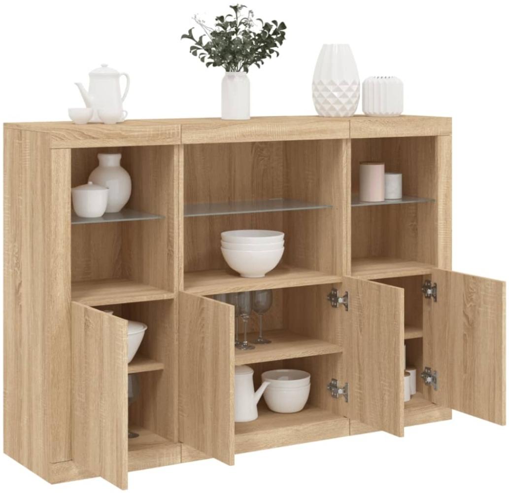 vidaXL Sideboards mit LED-Leuchten 3 Stk. Sonoma-Eiche Holzwerkstoff 3209109 Bild 1