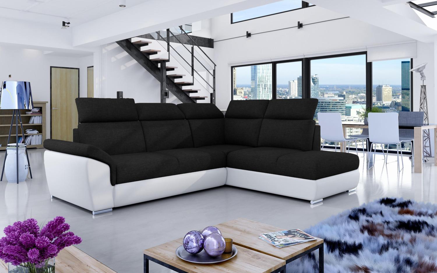 Wohnideebilder Loreto Schwarz Ecksofas & Eckcouches Lor_58 Bild 1