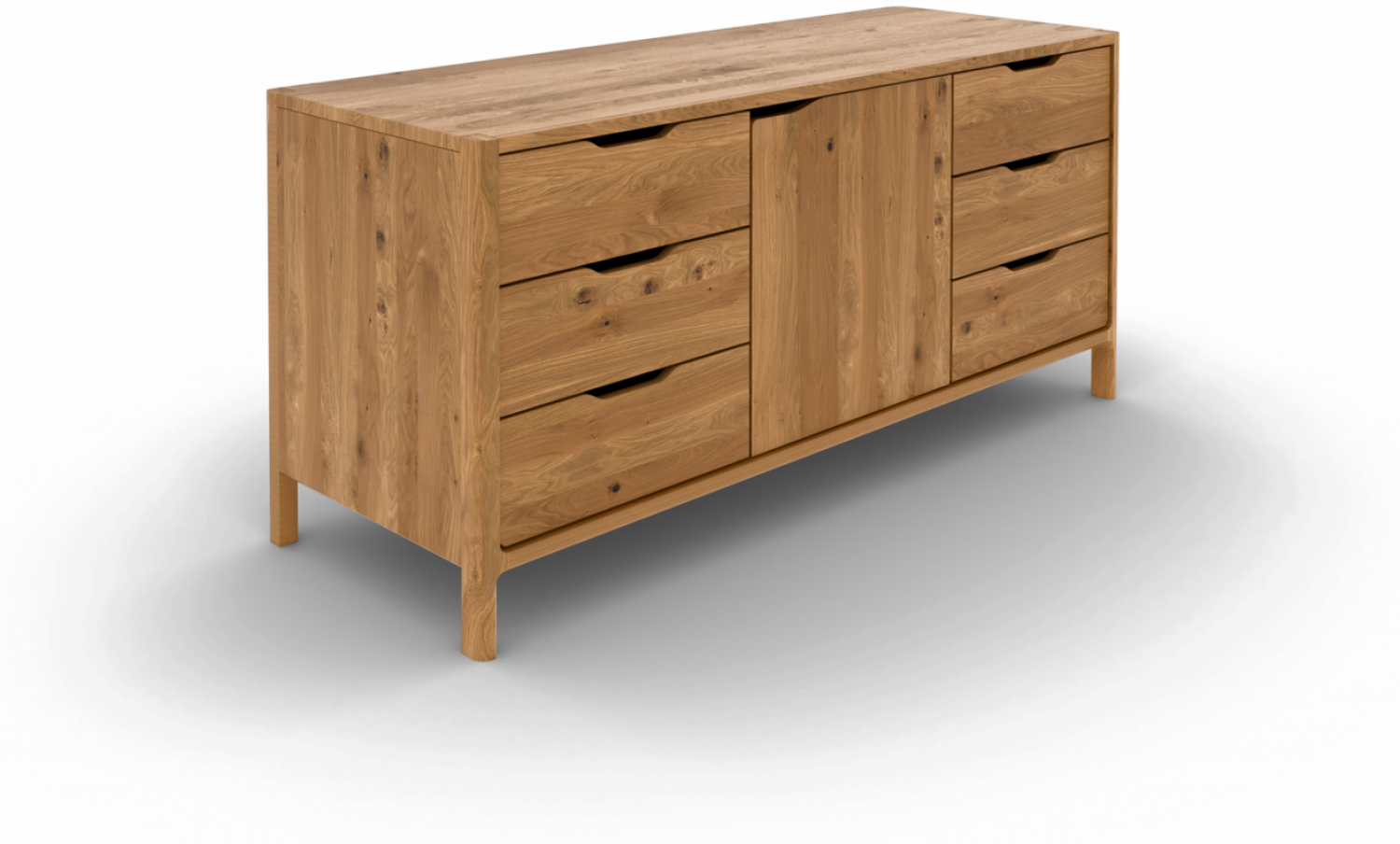 Kommode Swig aus Wildeiche massiv geölt 140x50 cm mit 1 Tür und 6 Schubladen Bild 1