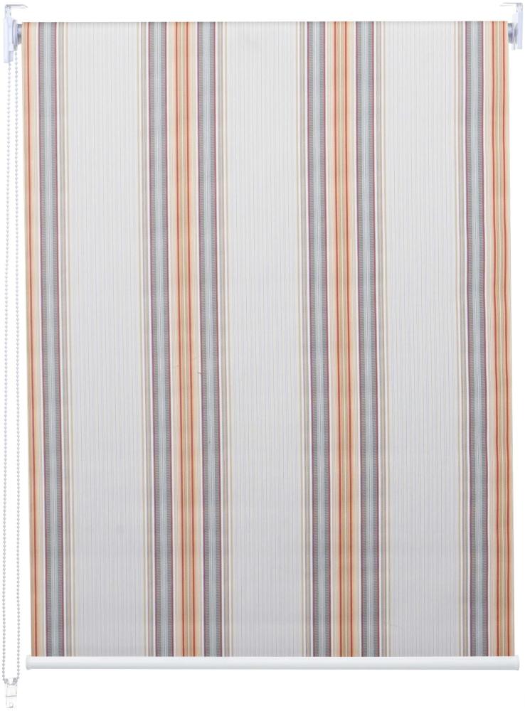 Rollo HWC-D52, Fensterrollo Seitenzugrollo Jalousie, 100x230 cm Sonnenschutz Verdunkelung blickdicht ~ grau/braun/orange Bild 1