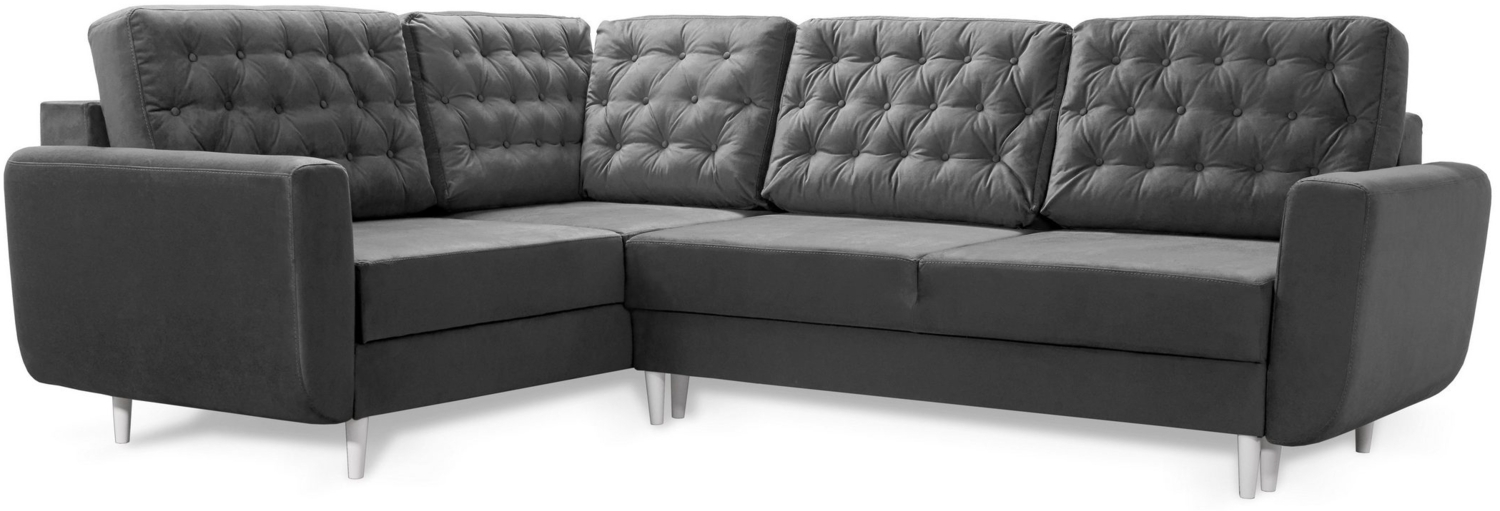 robin Sofa L-Form Sofa mit Schlaffunktion, 2 Bettkästen & Kissen anthrazit (H 95 x T 250 x B 195 cm) Bild 1