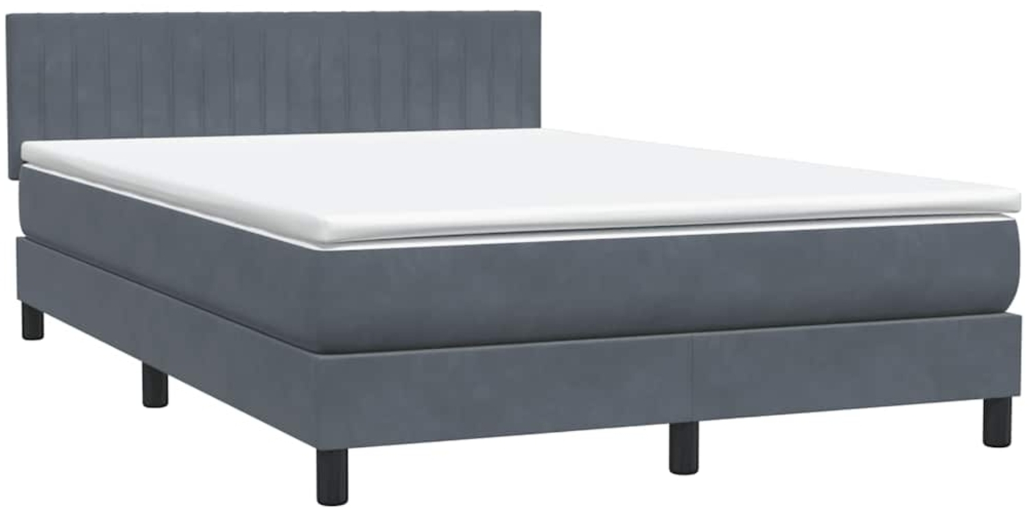 vidaXL Boxspringbett mit Matratze Dunkelgrau 140x210 cm Samt 3316402 Bild 1