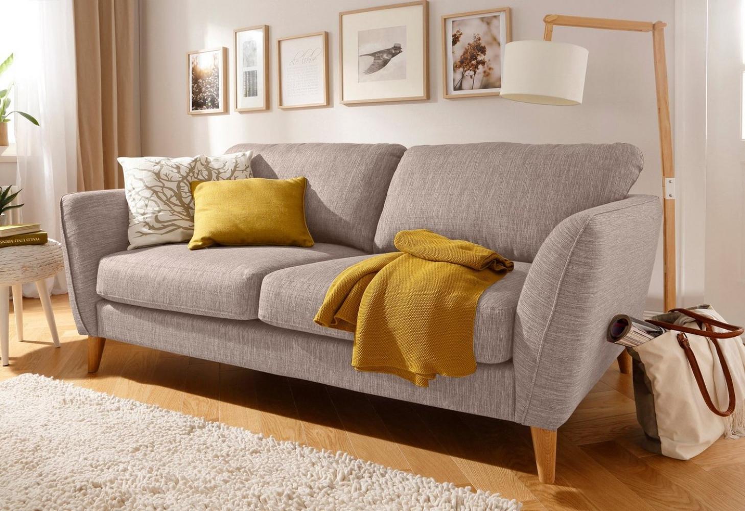 Home affaire 3-Sitzer MARSEILLE Sofa 206 cm, mit Massivholzbeinen aus Eiche, verschiedene Bezüge und Farbvarianten Bild 1