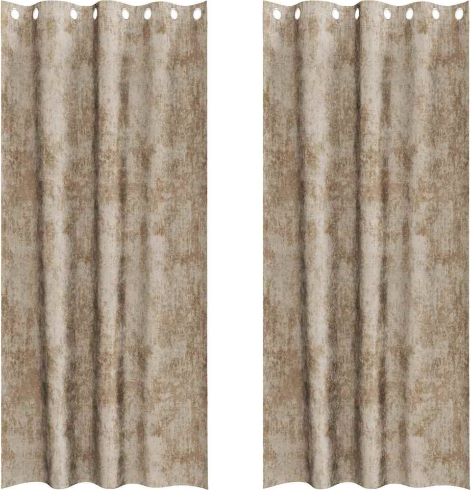 vidaXL Samtvorhänge mit Vorhängen 2 pcs Champagner 245 x 140 cm Samt 4107676 Bild 1