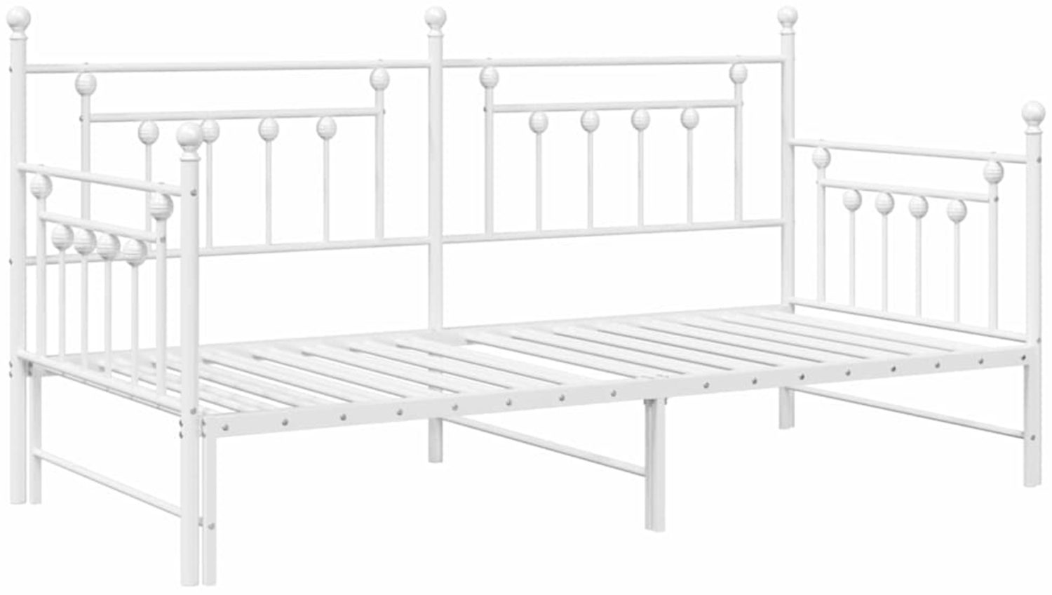 vidaXL Tagesbettrahmen mit Kopfteil Weiß 90 x 200 cm Stahl 42002680 Bild 1