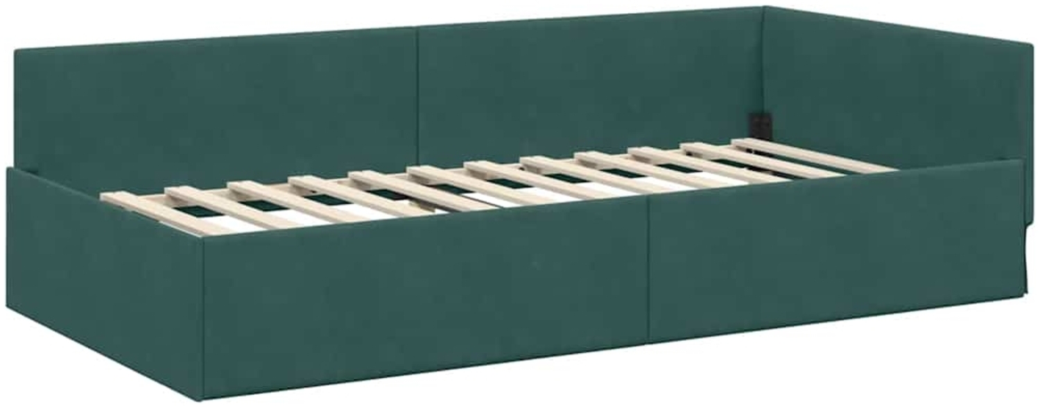 vidaXL Eckbettgestell mit Kopfteil Dunkelgrün 80 cm x 200 cm Stoff 42016063 Bild 1