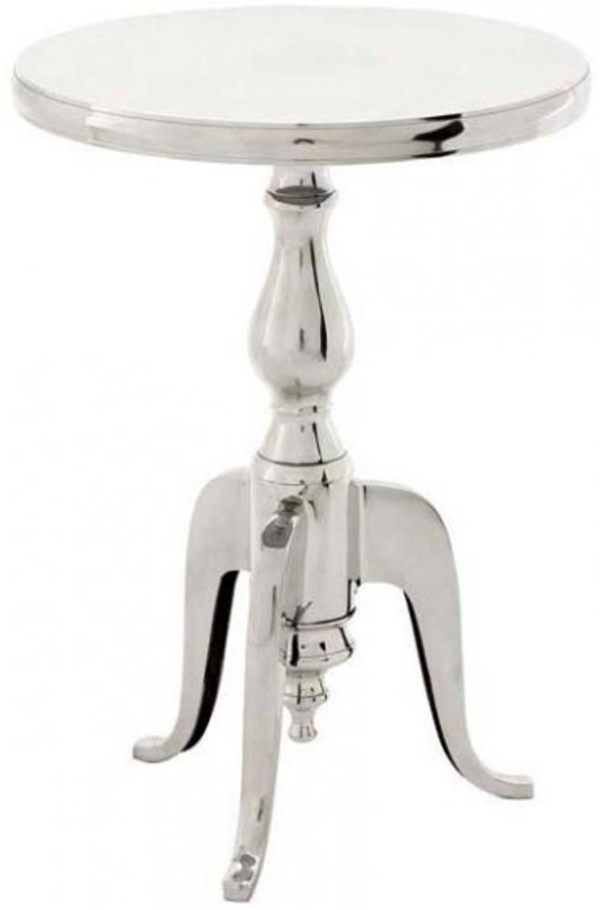 Casa Padrino Designer Luxus Beistelltisch Silver Höhe: 55 cm, Durchmesser 40 cm - Edelstahl Hocker - Nickel Finish Bild 1