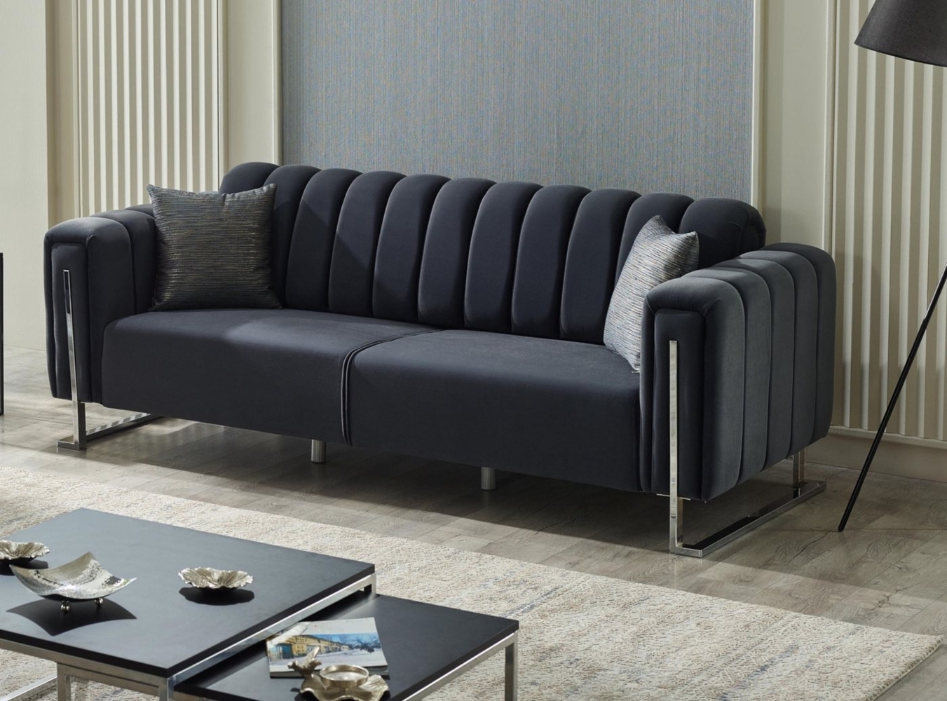 Villa Möbel Sofa Himalaya, 1 Stk. 3-Sitzer, Hand Made Quality, pflegeleichter Mikrofasersamtstoff Bild 1