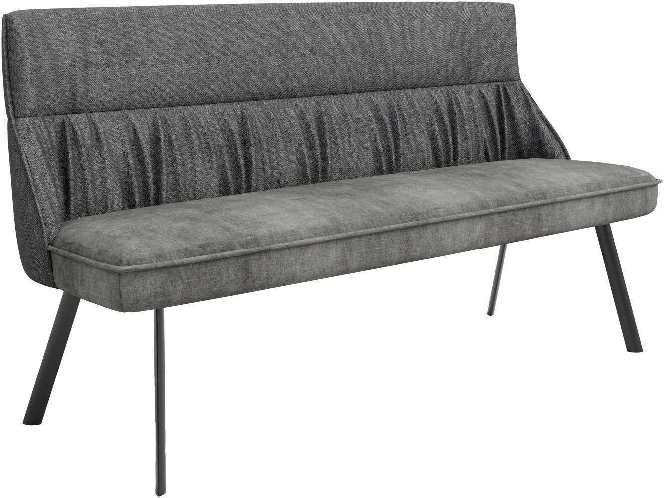 byLIVING Bank CALIFORNIA / Rücken Webstoff anthrazit / Sitz Vintage-Velvet anthrazit mit Keder / Gestell Metall schwarz / Bank mit Rückenlehne / B 180, H 88, T 63 cm Bild 1