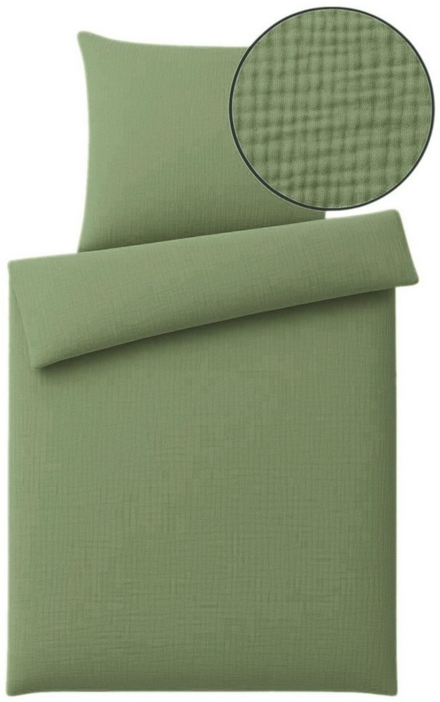 One Home Bettwäsche Musselin, Musselin, 2 teilig, Unifarben, weiche Baumwolle Sommer und Winter geeignet Bild 1