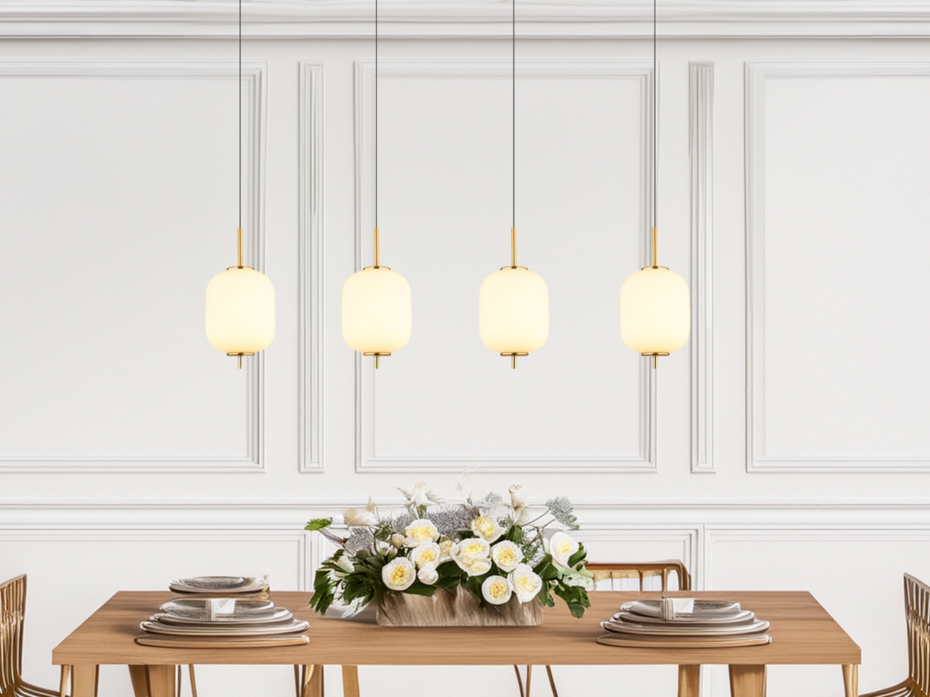 Hängeleuchte Esszimmer LED Hängelampe Esstisch Wohnzimmer Glas 4-flammig 15217-4 Bild 1