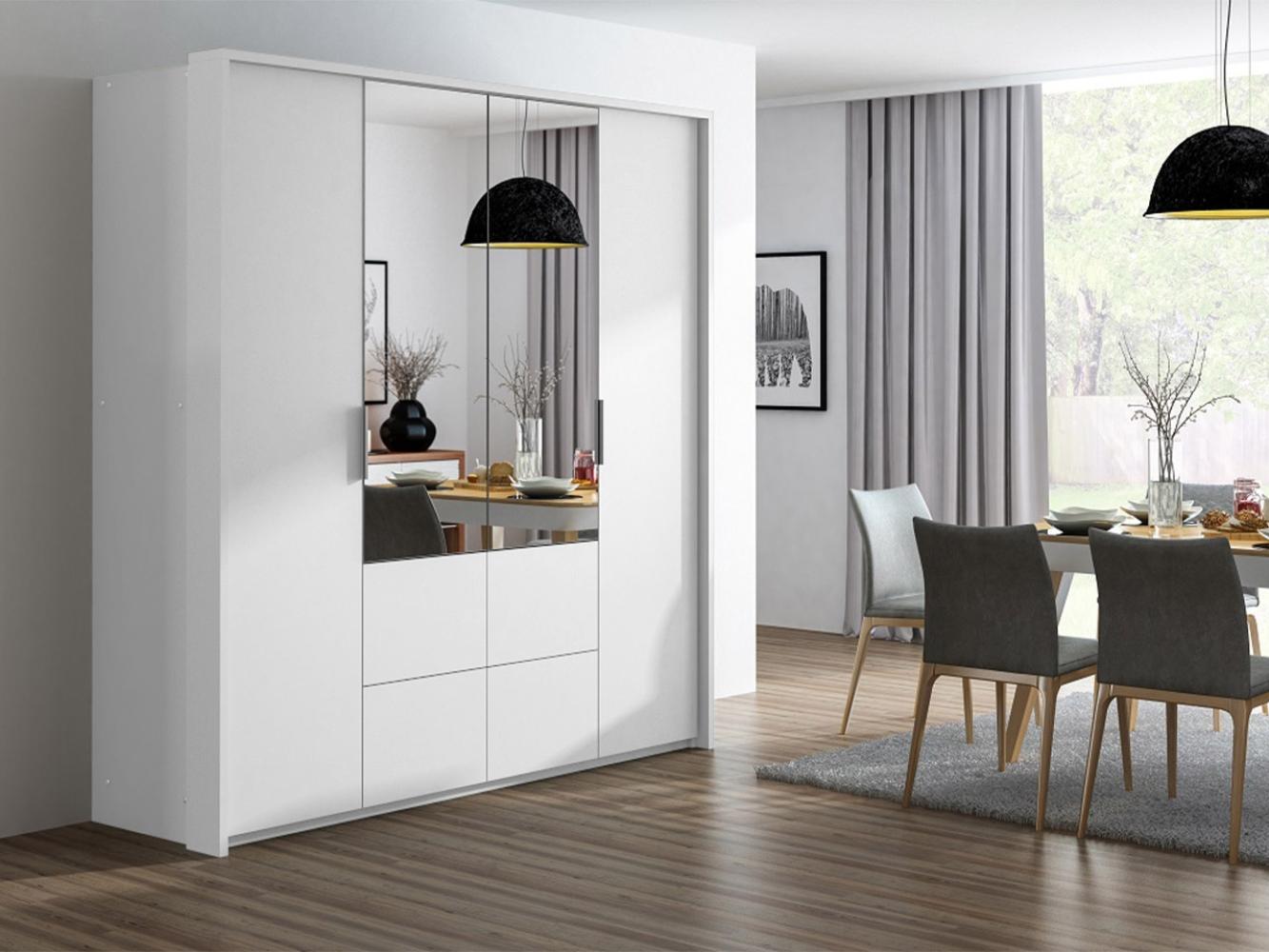 Kleiderschrank Amiuk 208, mit Frontspiegel, Farbe: Weiß Bild 1