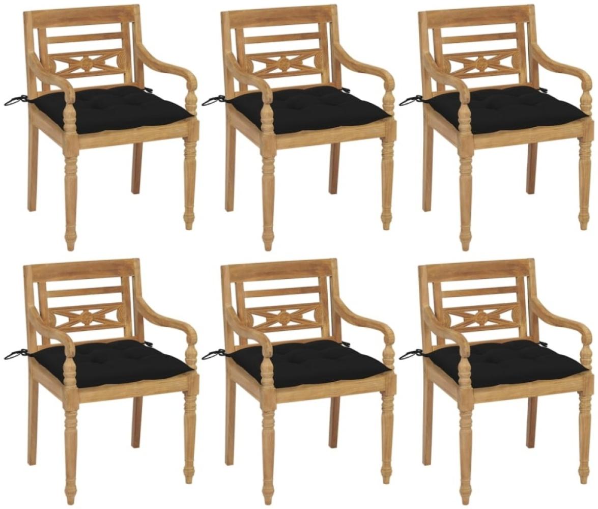 vidaXL Batavia-Stühle mit Kissen 6 Stk. Massivholz Teak Bild 1