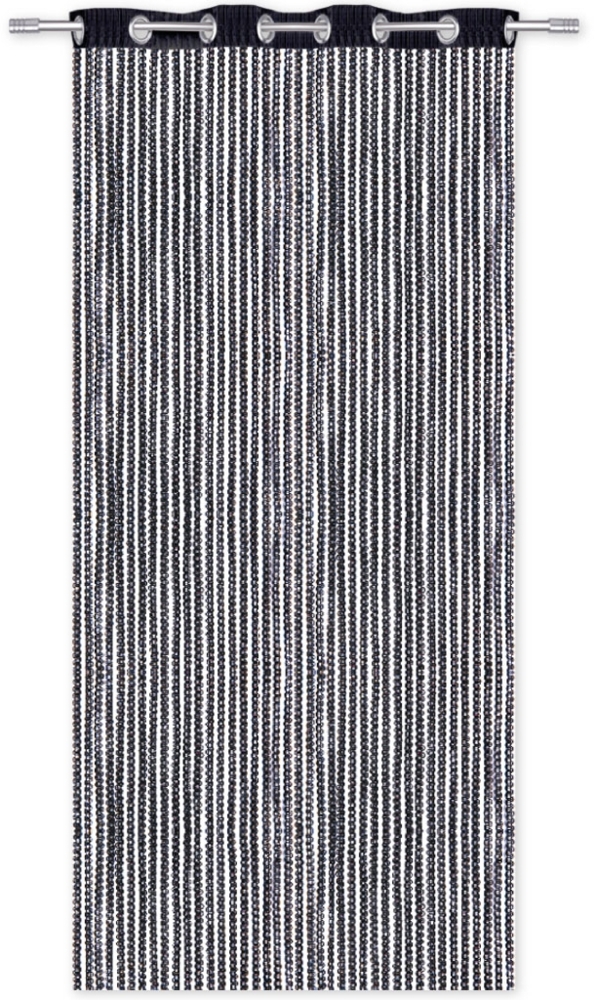 Arsvita Fadenvorhang Metallik-Optik mit Ösen, Türvorhang 140x250 cm (Schwarz) Bild 1