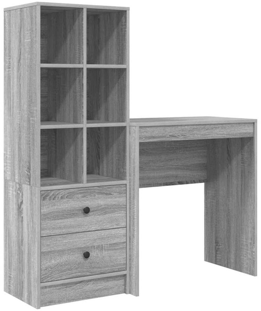 vidaXL Schreibtisch mit Stauraum 2 pcs Grau Sonoma Holzwerkstoff 3337310 Bild 1