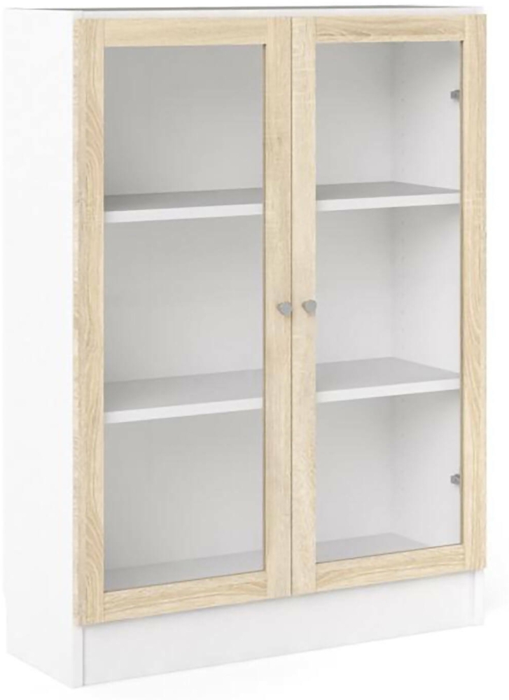 Dmora Bücherregal Amphan, Büroregal, Mobiler Buchhalter, Bücherbrett, 79x28 h107 cm, Weiß und Eiche Bild 1