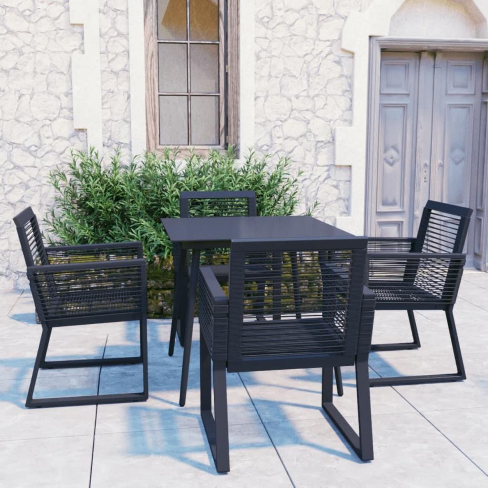 vidaXL 5-tlg. Garten-Essgruppe PVC Rattan Schwarz 3060214 Bild 1