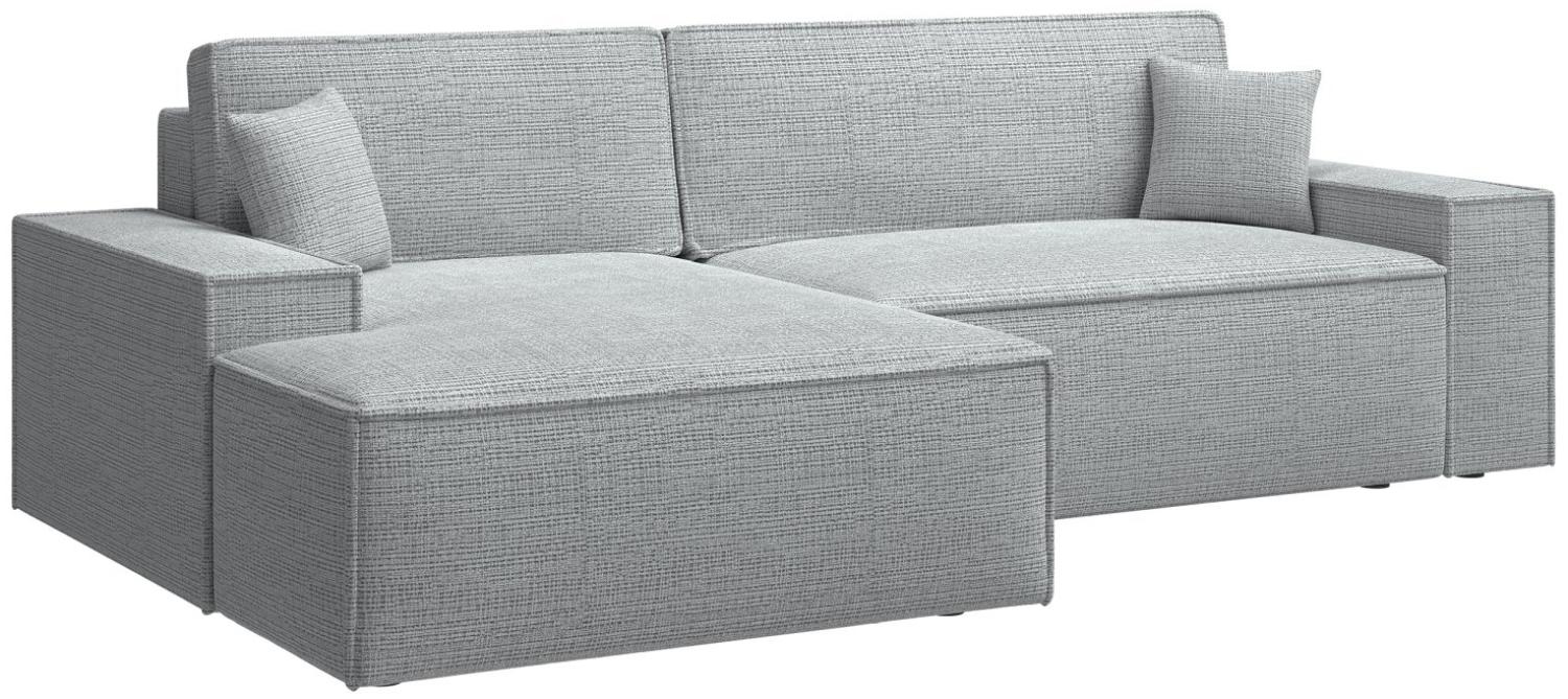 Selsey Farese New - Ecksofa mit Schlaffunktion, Chenille-Bezug in Hellgrau, linksseitig Bild 1