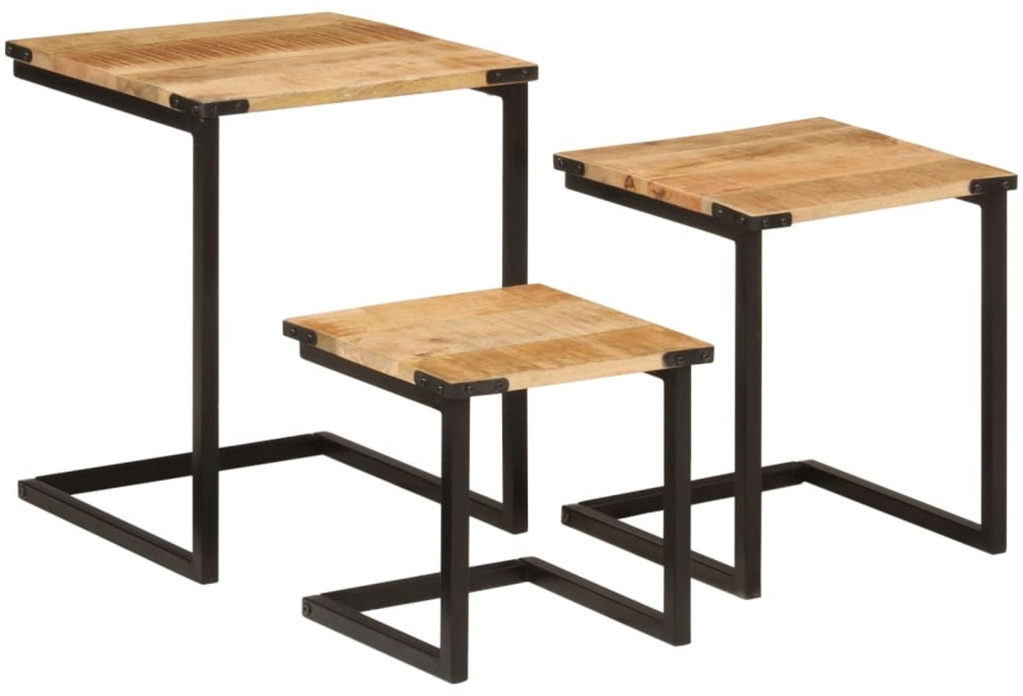 Couchtische, Sofatische 3 Stk. Massivholz Mango und Eisen Bild 1
