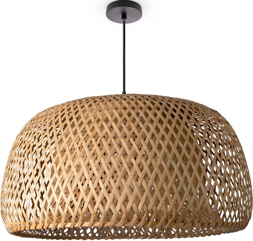 Paco Home Pendelleuchte PESA, ohne Leuchtmittel, Bambus Korblampen Hängeleuchte Rattan Optik Natur Boho E27 Rund Bild 1