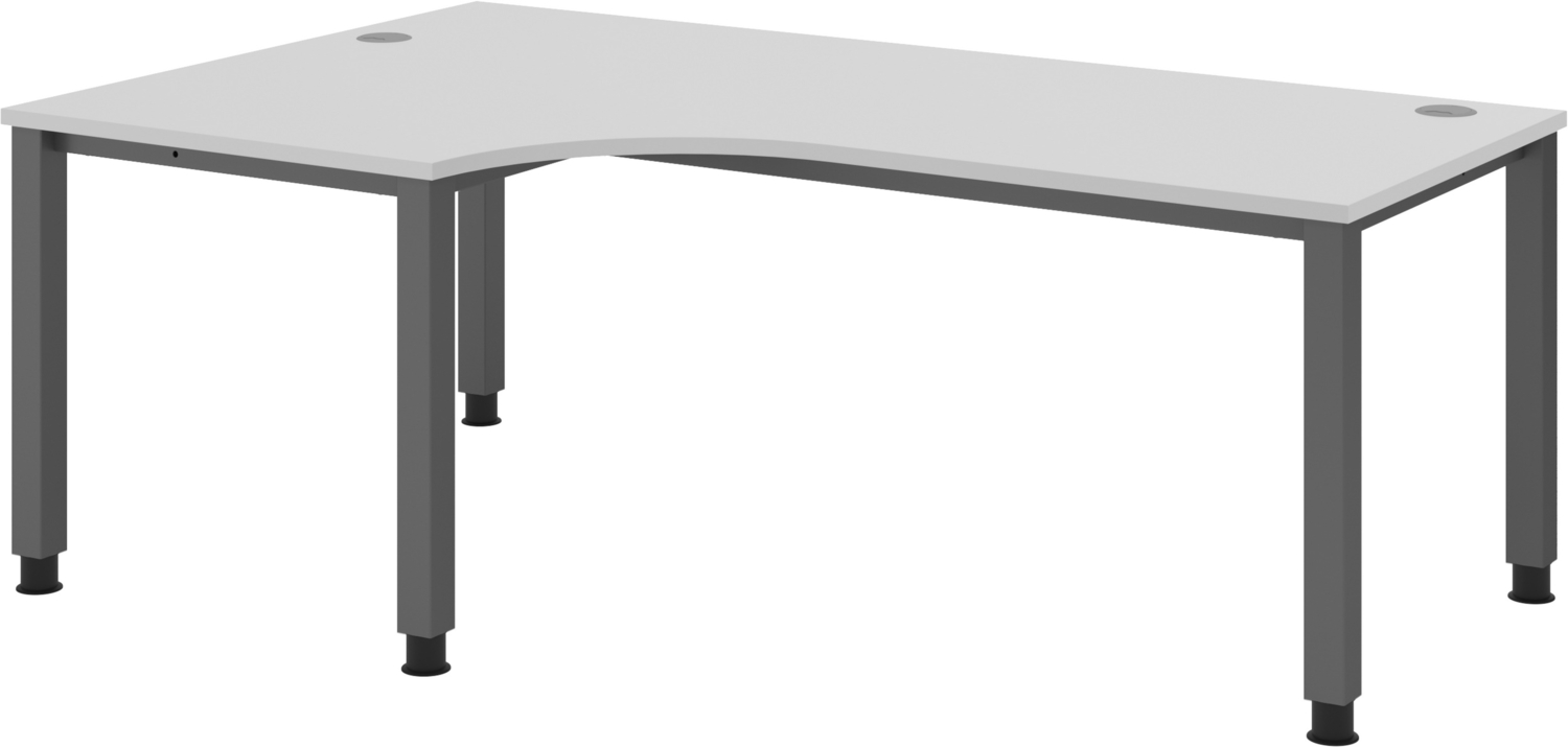 bümö manuell höhenverstellbarer Eckschreibtisch 200x120 cm in grau, Metall-Gestell: Graphit - PC Tisch höhenverstellbar & belastbar bis 140 kg, L-Form Computertisch XXL, QS-82-5-G Bild 1